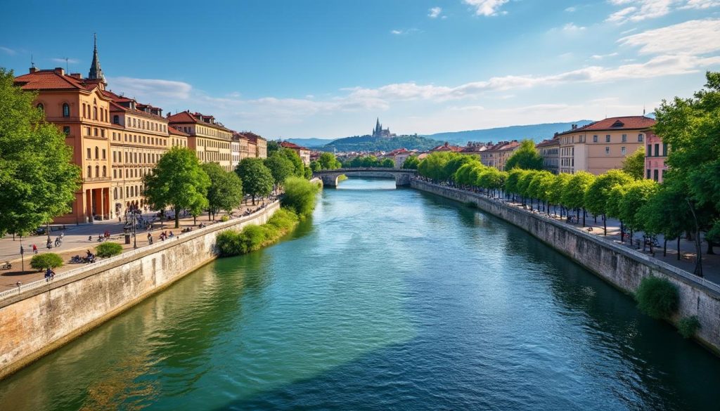 explorez les magnifiques rives du rh&ocirc;ne &agrave; lyon, un lieu id&eacute;al pour des balades, activit&eacute;s en plein air et d&eacute;couvertes culturelles au c&oelig;ur de la ville.